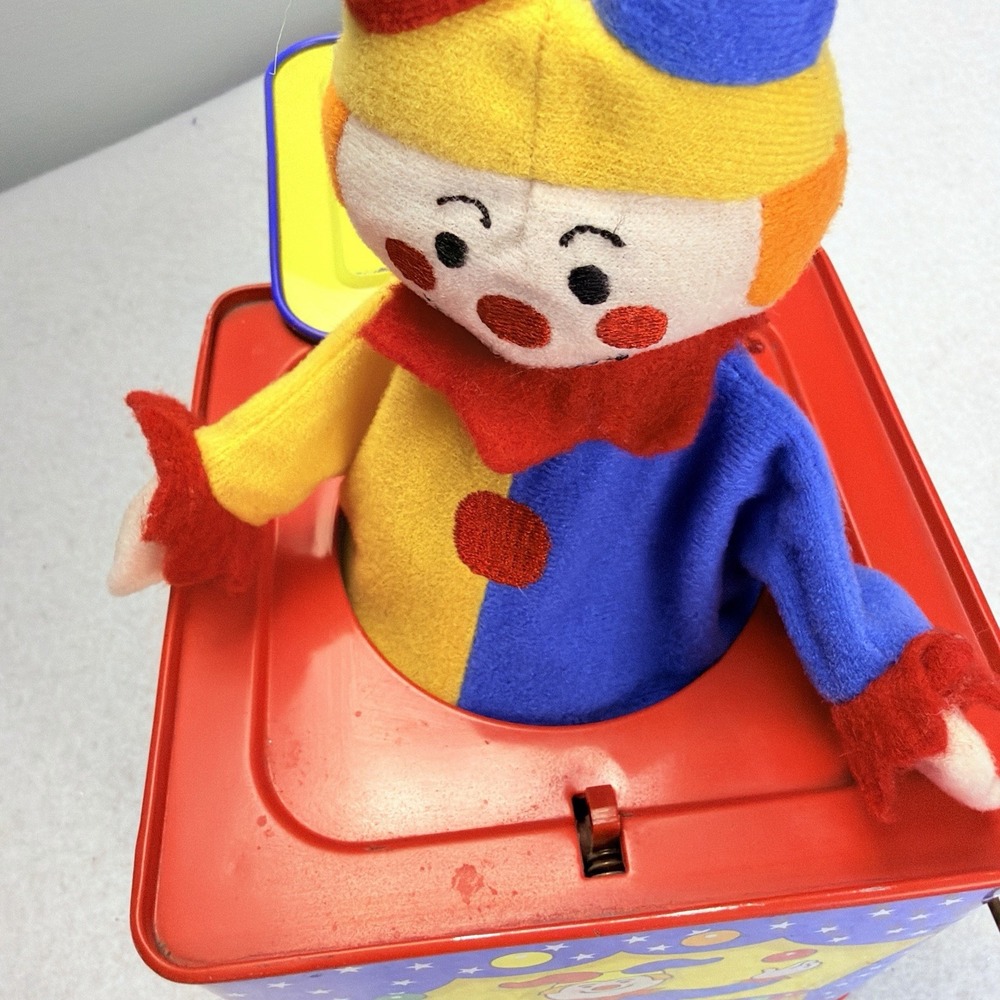 Schylling Jack in the Box Musical Tin Toy Plush Clown Wind-Up Pop Up Toy - Picture 12 of 12
